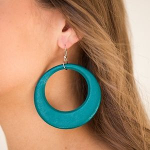 Modern Malibu Barbie - Blue Wood Earrings